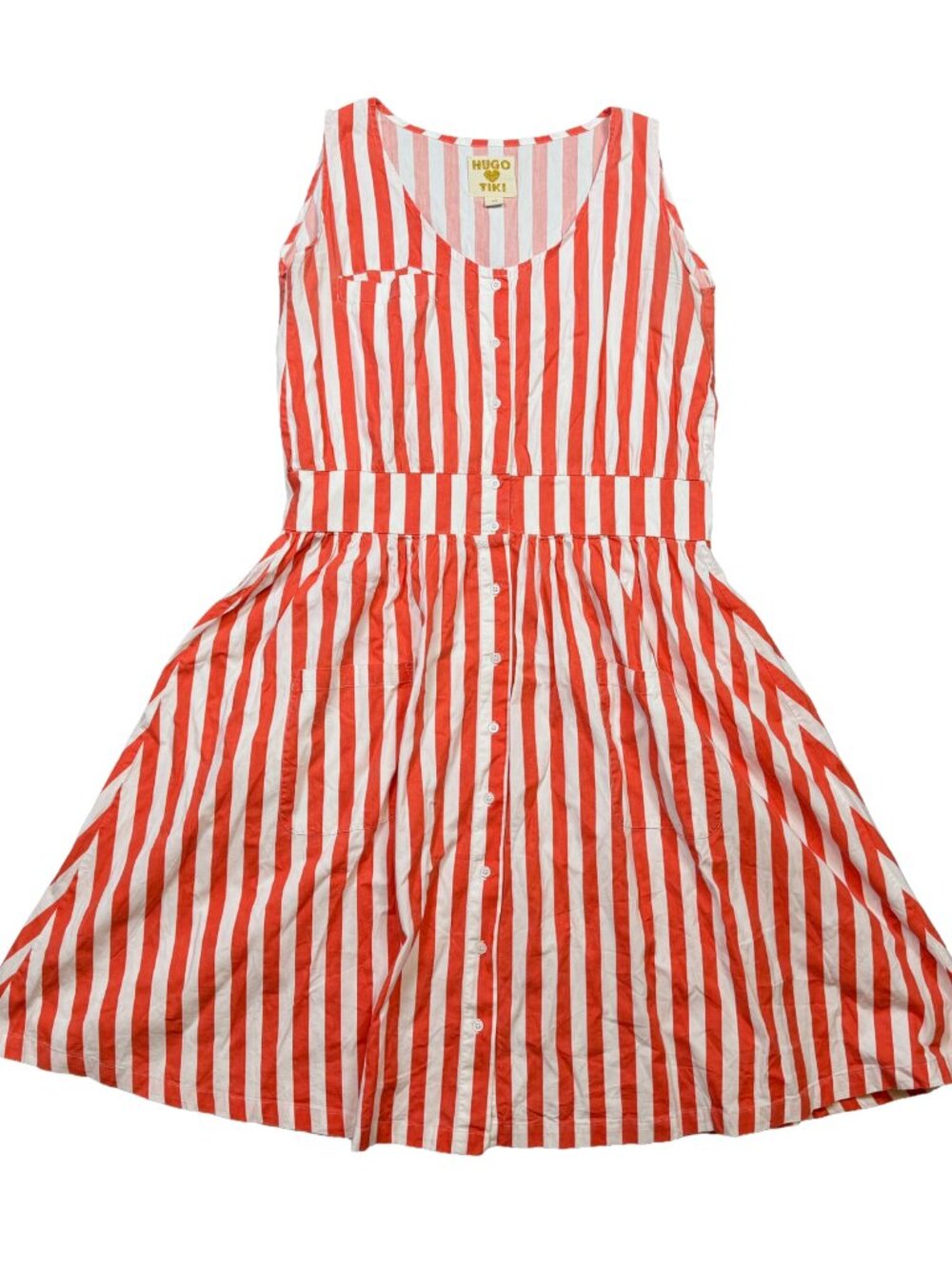 Red & White Striped Sleeveless Dress